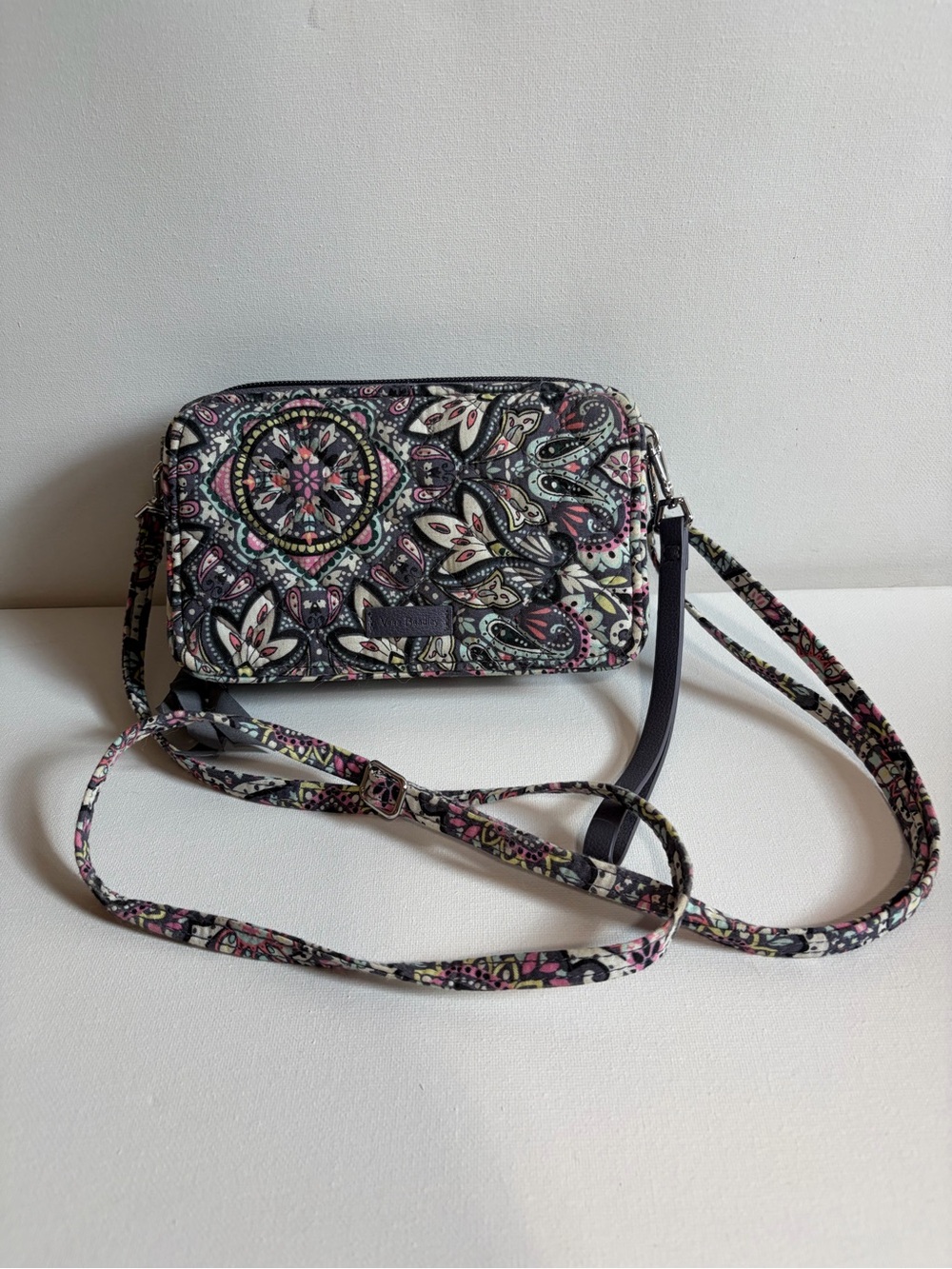 Vera Bradley Paisley Medallion Crossbody - Pink, Black & Cream
